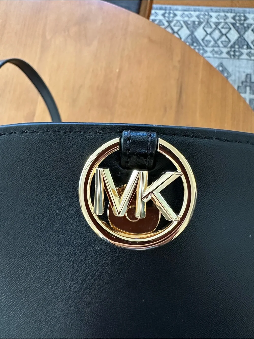 Michael Kors Black Leather MK Logo Mini Backpack